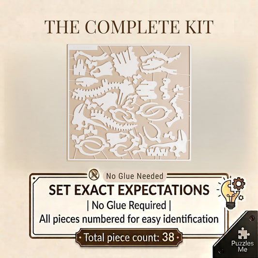 Triceratops 3D flat pack puzzle kit, flat pack card kit layout, 38 interlocking pieces