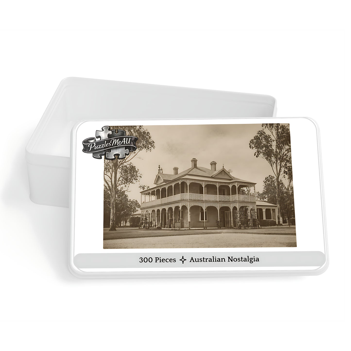 Australian Nostalgia puzzle in signature gift box, sepia heritage building, 300 pieces, Puzzles Me AU