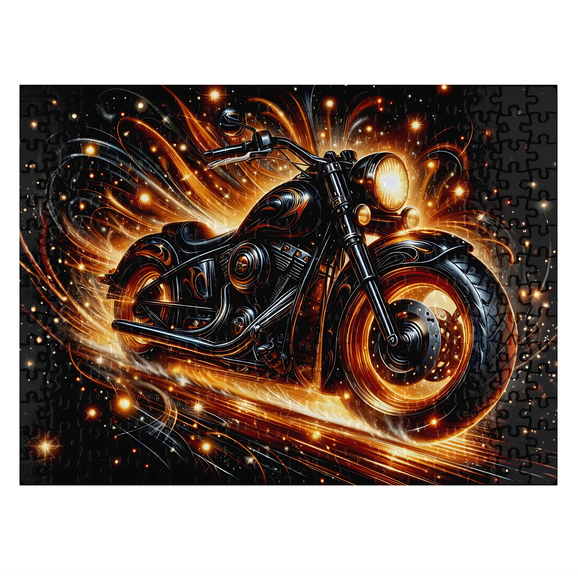 Chopper motorcycle artwork assembled jigsaw puzzle, wooden jigsaw puzzle, 300 pieces, matte finish