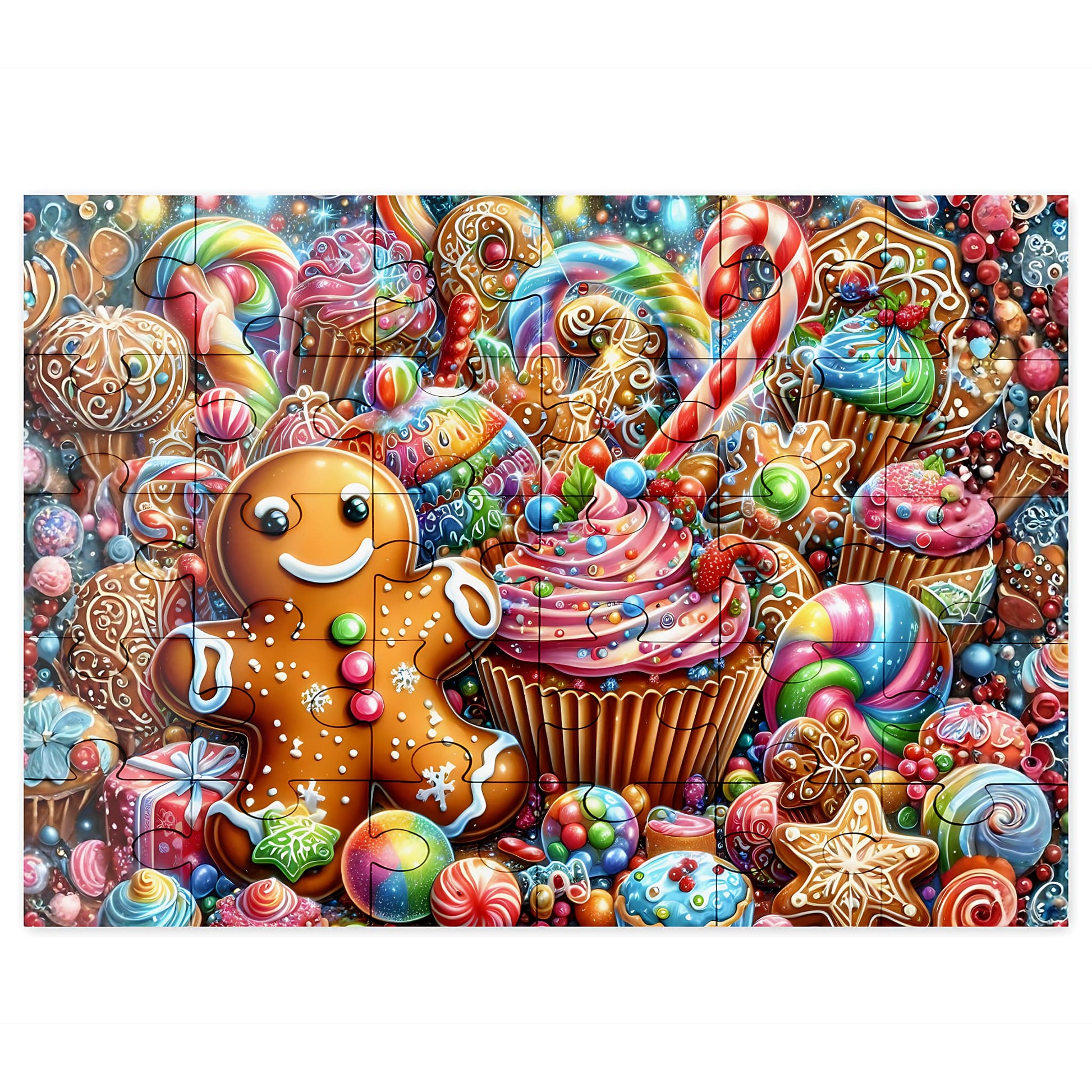 Christmas candy and gingerbread wooden puzzle, 30 pieces, gloss finish