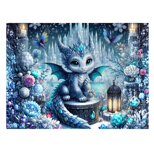 Crystal Dragon Fantasy 98-piece jigsaw puzzle assembled with colourful crystal dragon artwork