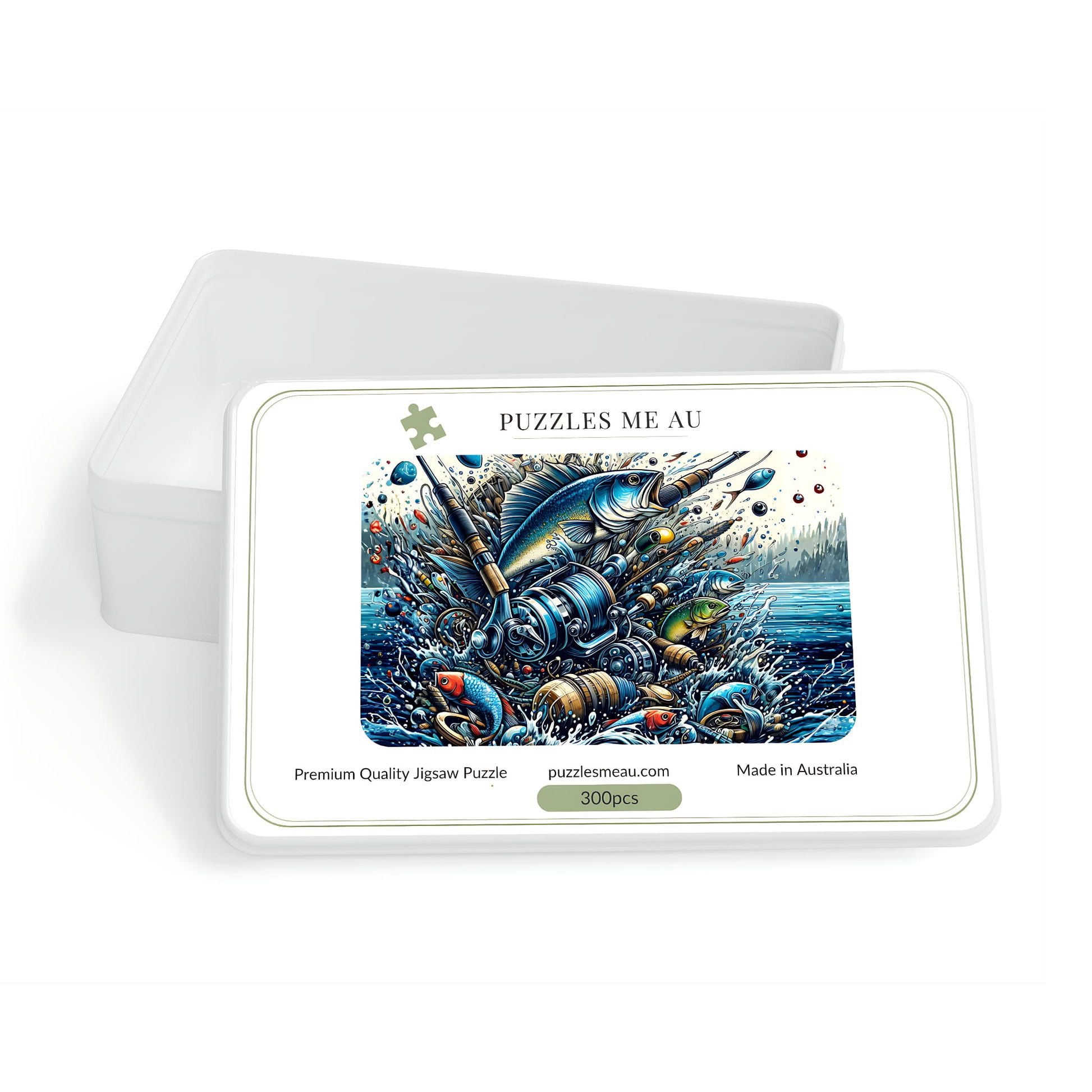 Fishing Frenzy jigsaw puzzle in branded Puzzles Me AU box - 300 pieces, Made in Australia
