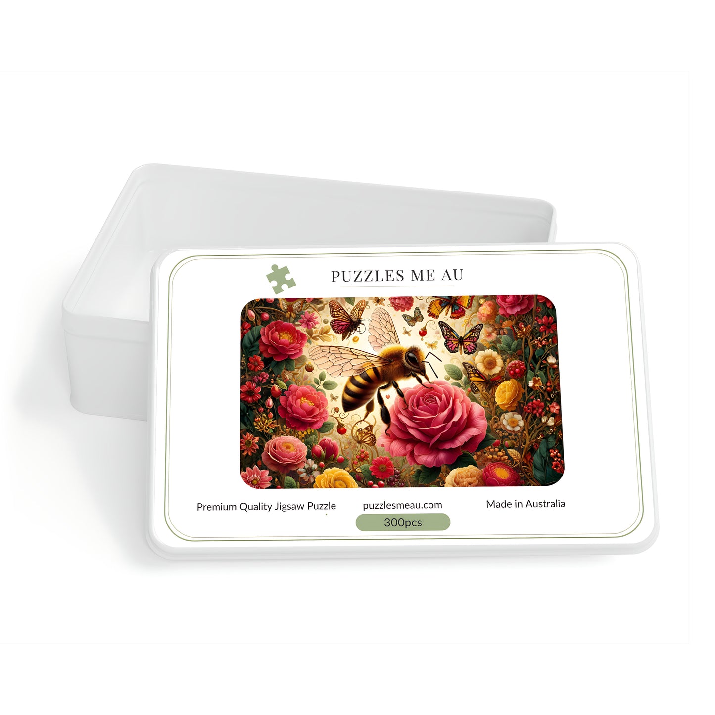 Puzzles Me AU gift box for honeybee rose garden jigsaw puzzle - 300 pieces - premium quality - made in Australia