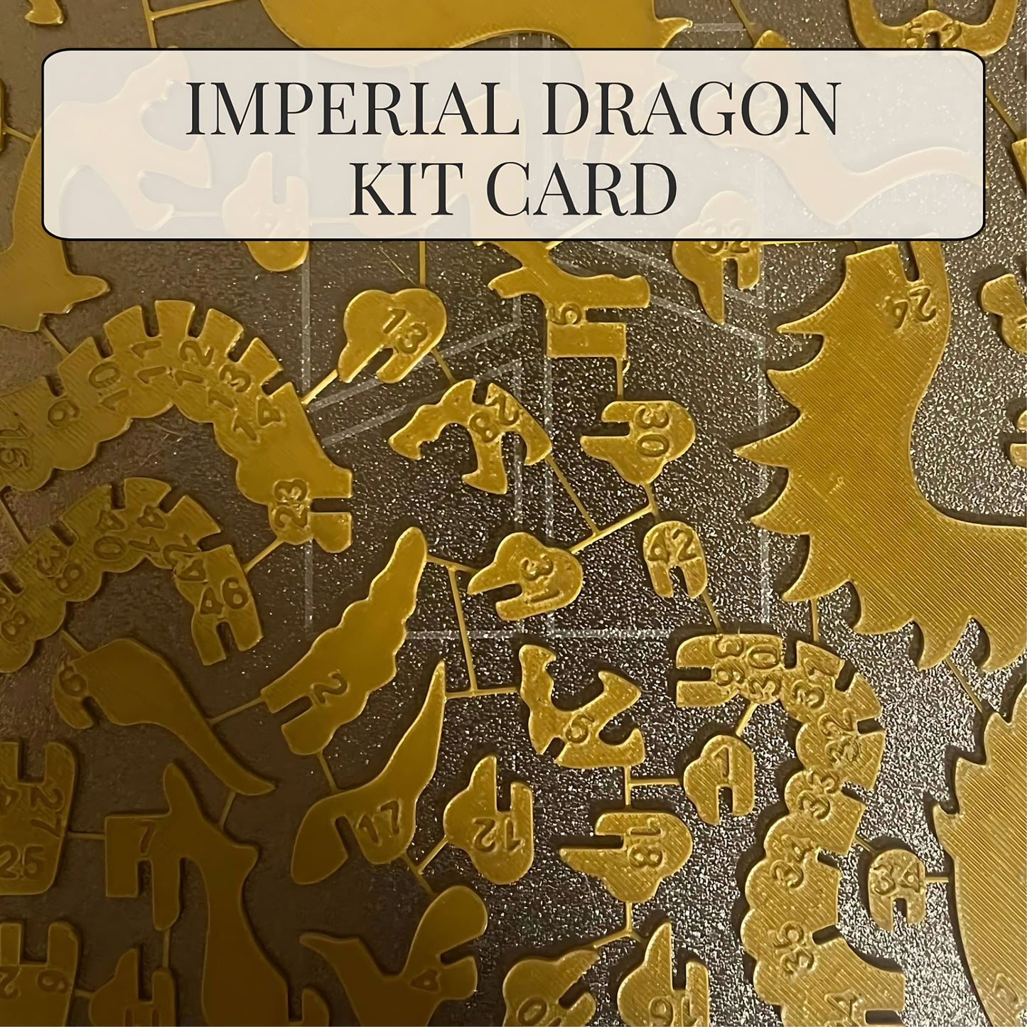 Imperial Dragon 3D flat pack puzzle kit card showing numbered interlocking dragon pieces