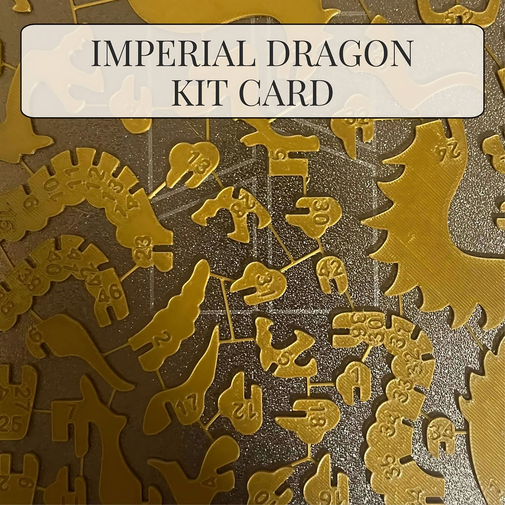 Imperial Dragon 3D flat pack puzzle kit card showing numbered interlocking dragon pieces