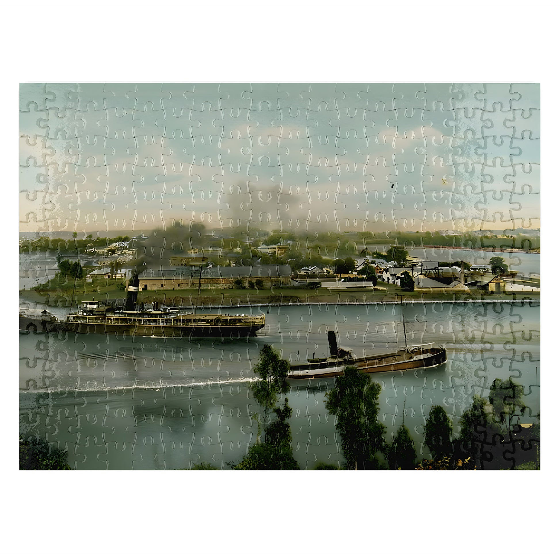 Kangaroo Point Queensland 1908 completed 300 piece jigsaw puzzle - vintage Brisbane river scene