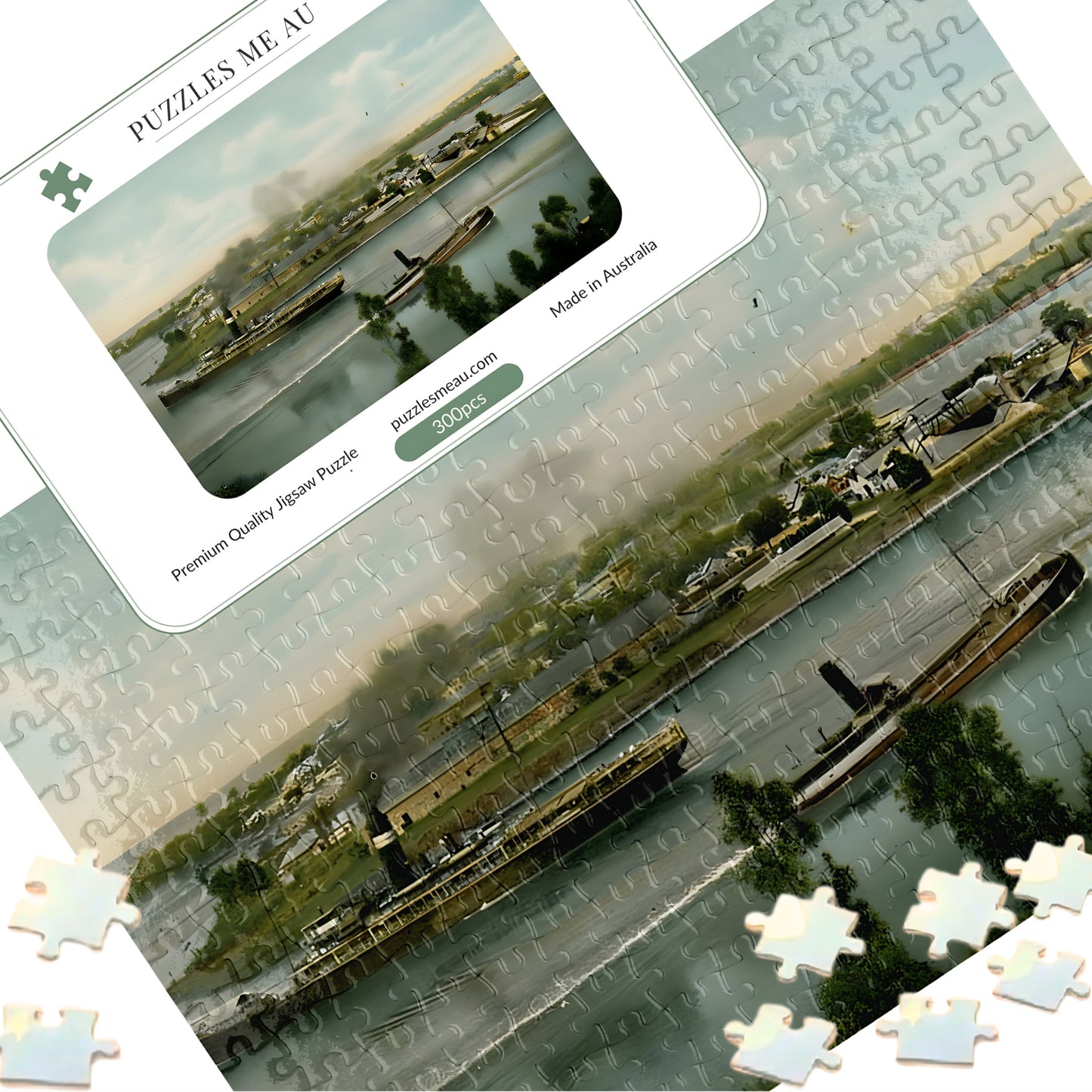 Kangaroo Point Queensland 1908 jigsaw puzzle with Signature Edition metal keepsake box - Puzzles Me AU
