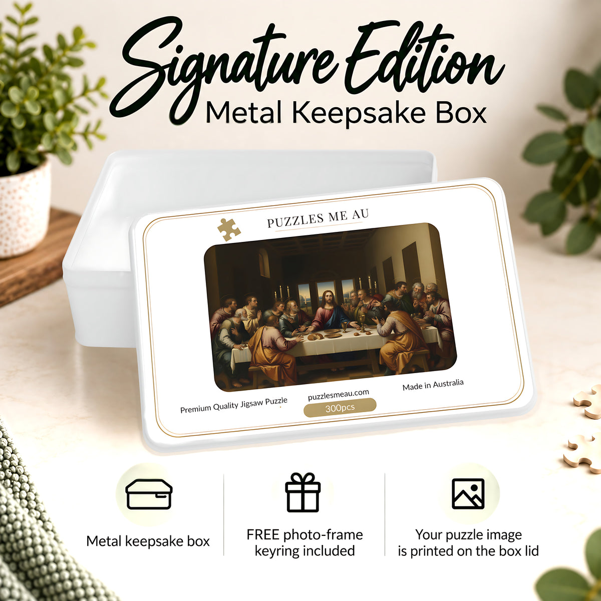 The Last Supper 300-piece jigsaw puzzle - Signature Edition metal keepsake box with free photo-frame keyring - gift ready - Puzzles Me AU