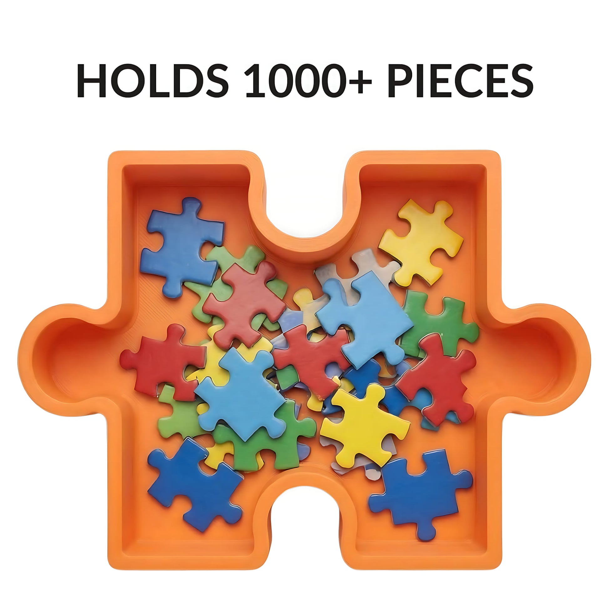 Puzzle organiser tray holds over 1000 standard-size jigsaw pieces - orange puzzle-shaped sorting tray by Puzzles Me AU
