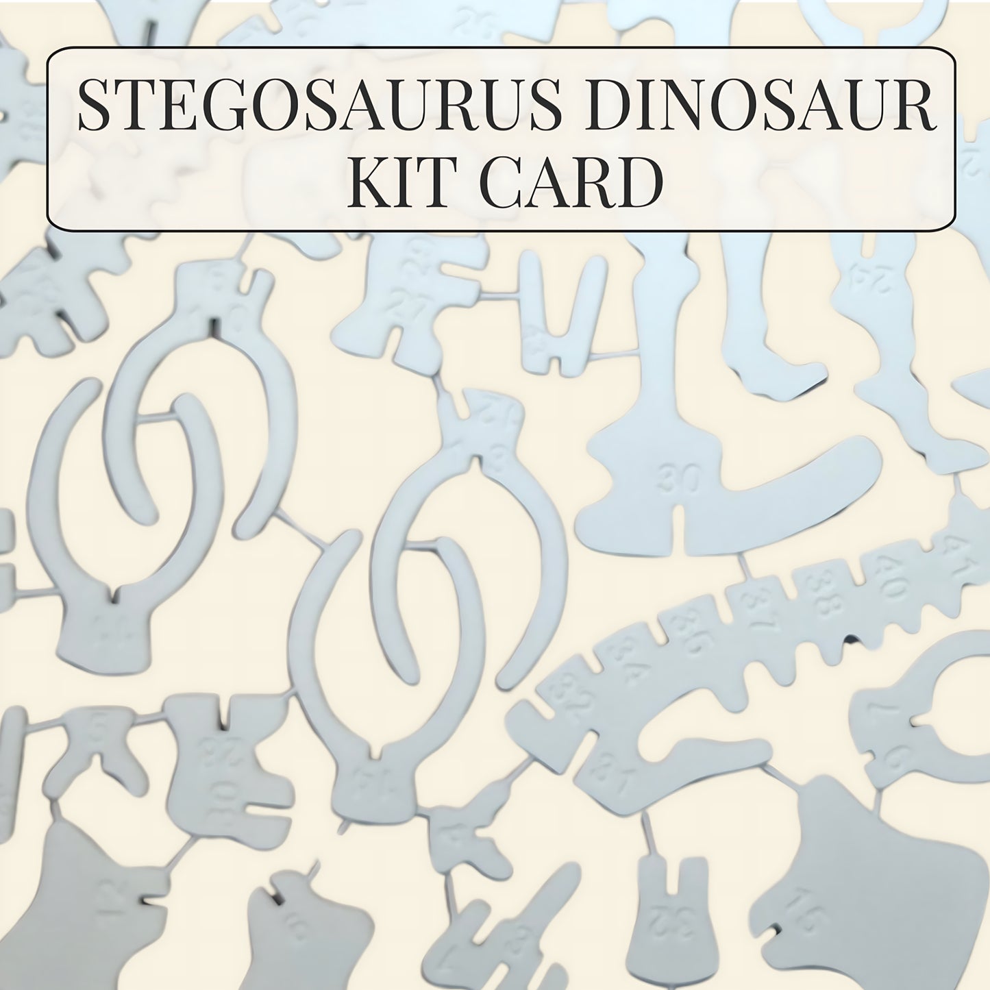 Stegosaurus 3D flat pack puzzle kit card with numbered interlocking dinosaur skeleton pieces