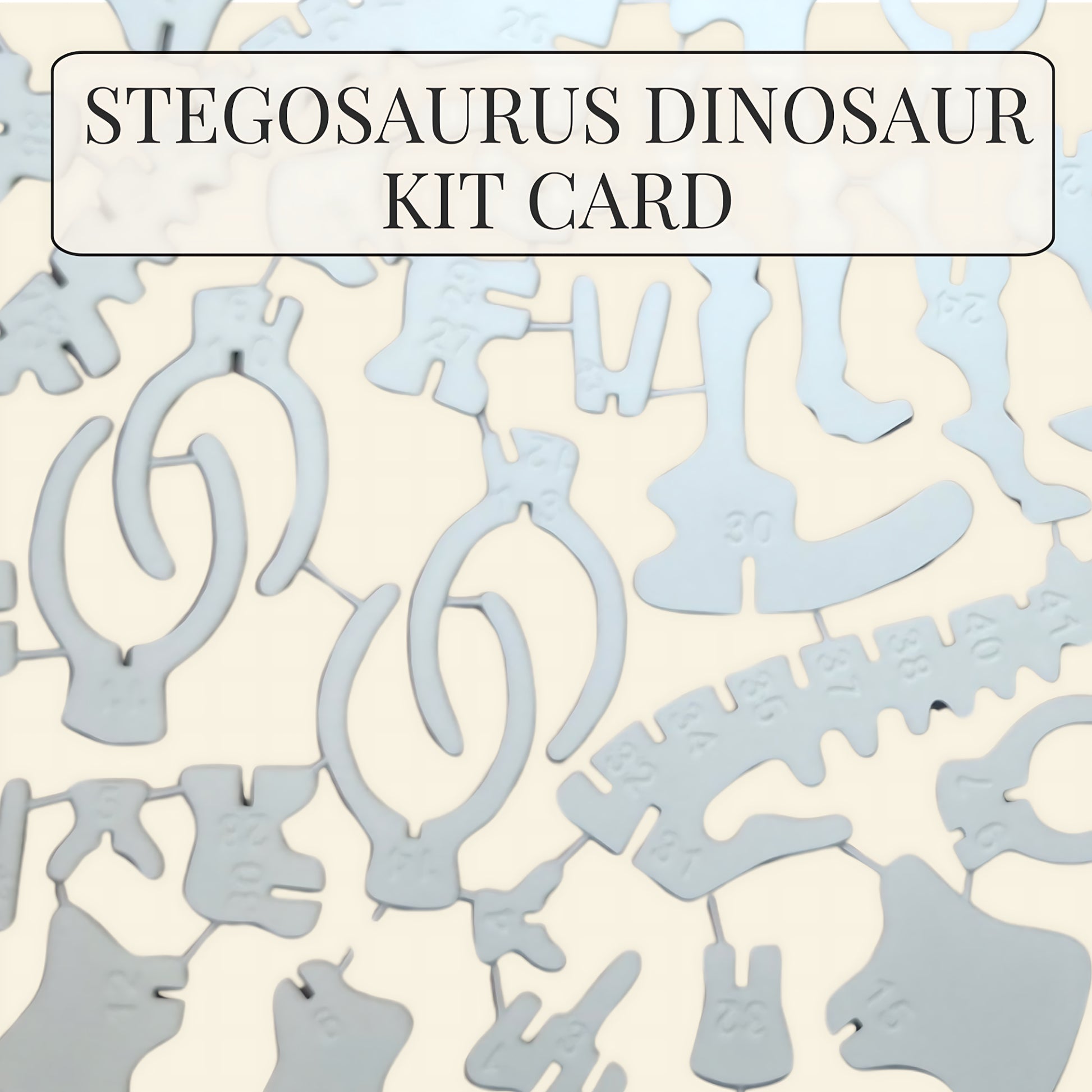 Stegosaurus 3D flat pack puzzle kit card with numbered interlocking dinosaur skeleton pieces