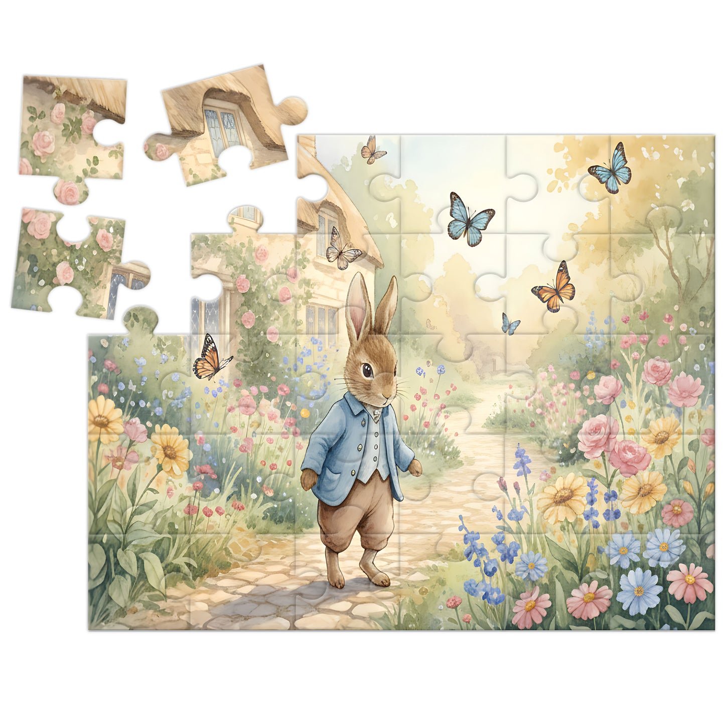 Peter Rabbit Garden Wooden Puzzle partially assembled